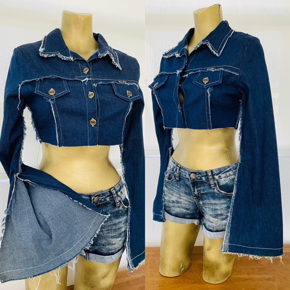 NWT $199 Vintage Y2K NUDE Los Angeles Sequin DRAGON Cropped JEAN JACKET M - Picture 4 of 16